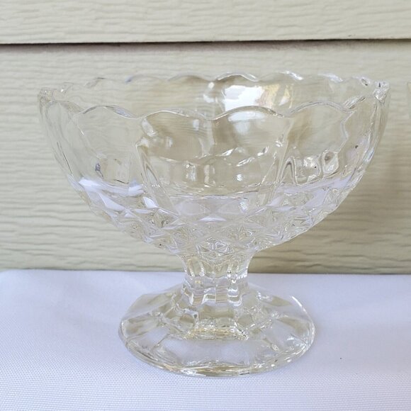 4 Cristal d'Arques Longchamp Footed Bowls Fruit Dessert Scalloped Rims - Picture 2 of 9